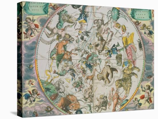 Celestial Planisphere Showing the Signs of the Zodiac-Andreas Cellarius-Stretched Canvas