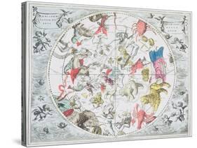 Celestial Planisphere Showing Zodiac Signs, from 'The Celestial Atlas, or The Harmony of Universe'-Andreas Cellarius-Stretched Canvas