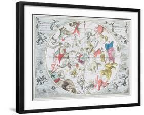 Celestial Planisphere Showing Zodiac Signs, from 'The Celestial Atlas, or The Harmony of Universe'-Andreas Cellarius-Framed Giclee Print