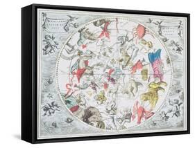 Celestial Planisphere Showing Zodiac Signs, from 'The Celestial Atlas, or The Harmony of Universe'-Andreas Cellarius-Framed Stretched Canvas