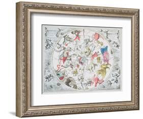 Celestial Planisphere Showing Zodiac Signs, from 'The Celestial Atlas, or The Harmony of Universe'-Andreas Cellarius-Framed Giclee Print