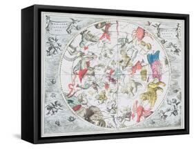 Celestial Planisphere Showing Zodiac Signs, from 'The Celestial Atlas, or The Harmony of Universe'-Andreas Cellarius-Framed Stretched Canvas