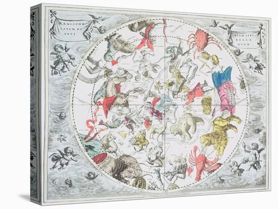 Celestial Planisphere Showing Zodiac Signs, from 'The Celestial Atlas, or The Harmony of Universe'-Andreas Cellarius-Stretched Canvas