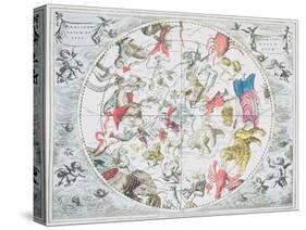 Celestial Planisphere Showing Zodiac Signs, from 'The Celestial Atlas, or The Harmony of Universe'-Andreas Cellarius-Stretched Canvas