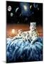 Celestial White Tigers - Space Astronomy Poster-null-Mounted Poster