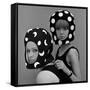 Celia Hammond and Patty Boyd in Edward Mann Dots and Moons Helmets, 1965-John French-Framed Stretched Canvas