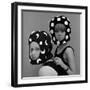 Celia Hammond and Patty Boyd in Edward Mann Dots and Moons Helmets, 1965-John French-Framed Premium Giclee Print