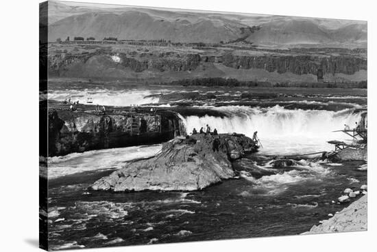 Celilo Falls, Oregon Columbia Gorge Indians Fishing Photograph No.2 - Celilo Falls, OR-Lantern Press-Stretched Canvas