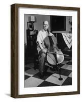 Cellist Pablo Casals at His Home-null-Framed Premium Photographic Print