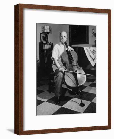 Cellist Pablo Casals at His Home-null-Framed Premium Photographic Print