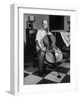 Cellist Pablo Casals at His Home-null-Framed Premium Photographic Print