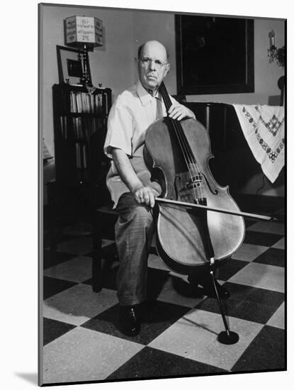 Cellist Pablo Casals at His Home-null-Mounted Premium Photographic Print