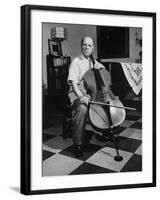 Cellist Pablo Casals at His Home-null-Framed Premium Photographic Print