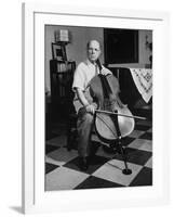 Cellist Pablo Casals at His Home-null-Framed Premium Photographic Print