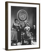 Cellist Pablo Casals Playing a Concert at the Un-null-Framed Premium Photographic Print