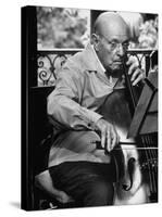 Cellist Pablo Casals Rehearsing at His Home in Prades-Gjon Mili-Stretched Canvas