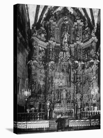 Cellist Pablo Casals Rehearsing His Cello Solo at the Baroque Altar of Church of St. Pierre-Gjon Mili-Stretched Canvas