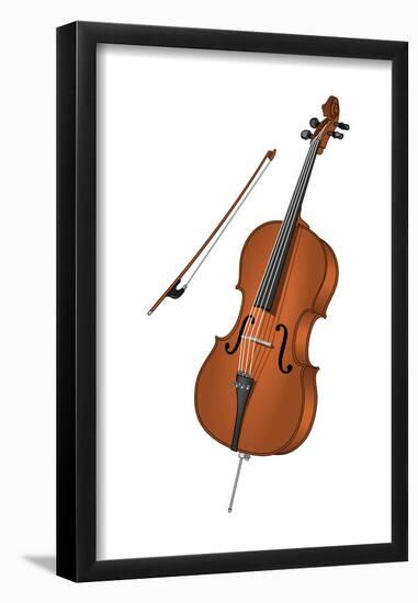 Cello and Bow, Stringed Instrument, Musical Instrument-Encyclopaedia Britannica-Framed Poster