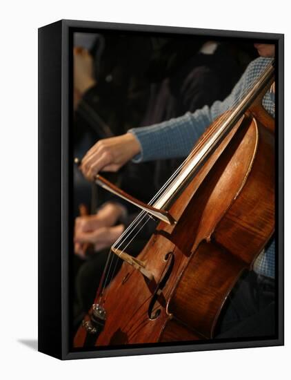 Cello Player, Geneva, Switzerland, Europe-Godong-Framed Stretched Canvas