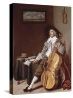 Cello Player-Dirck Hals-Stretched Canvas