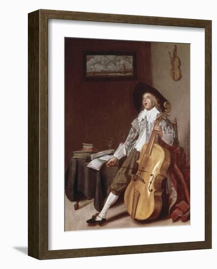 Cello Player-Dirck Hals-Framed Giclee Print