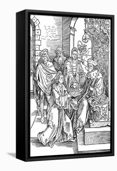 Celtes Presenting His Book to the Elector of Saxony, 1501-Albrecht Dürer-Framed Stretched Canvas