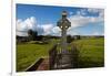 Celtic Cross Overlooking the Green Fields, Athenry, County Galway, Ireland-null-Framed Photographic Print