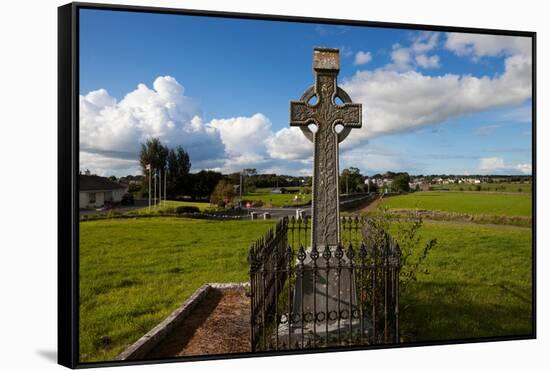 Celtic Cross Overlooking the Green Fields, Athenry, County Galway, Ireland-null-Framed Stretched Canvas