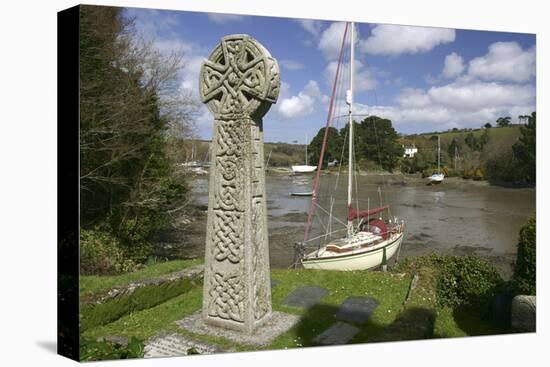 Celtic Cross, St Just in Roseland, Cornwall-Peter Thompson-Stretched Canvas