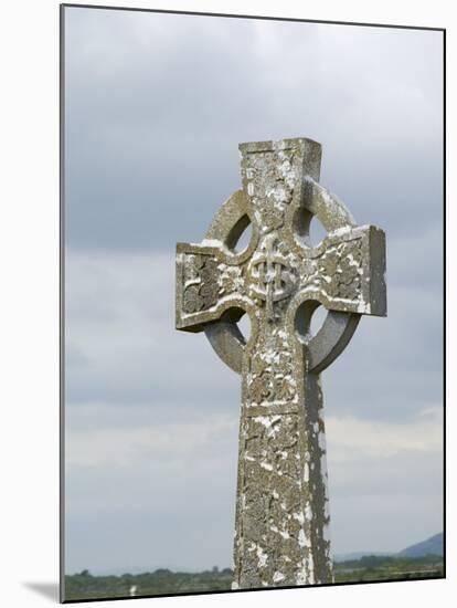 Celtic Style Cross in Graveyard, Connacht, Republic of Ireland (Eire)-Gary Cook-Mounted Photographic Print