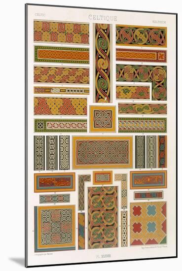 Celtic Style, Plate XXXVIII from Polychrome Ornament, Engraved by Painleve, c.1869-Albert Charles August Racinet-Mounted Giclee Print