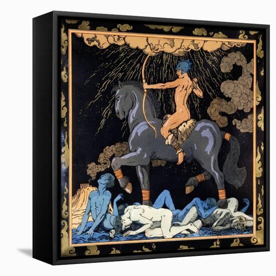 Celui Qui Monte Le Cheval Noir, C.1917-1920-Georges Barbier-Framed Stretched Canvas