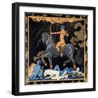 Celui Qui Monte Le Cheval Noir, C.1917-1920-Georges Barbier-Framed Giclee Print