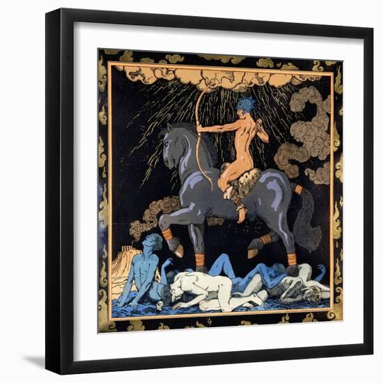 Celui Qui Monte Le Cheval Noir, C.1917-1920-Georges Barbier-Framed Giclee Print