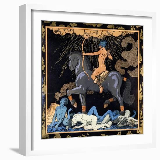 Celui Qui Monte Le Cheval Noir, C.1917-1920-Georges Barbier-Framed Giclee Print