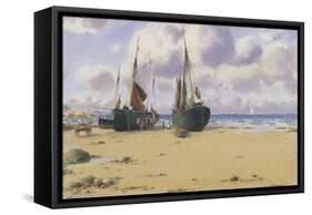 Cemaes Bay, North Wales-Warren Williams-Framed Stretched Canvas