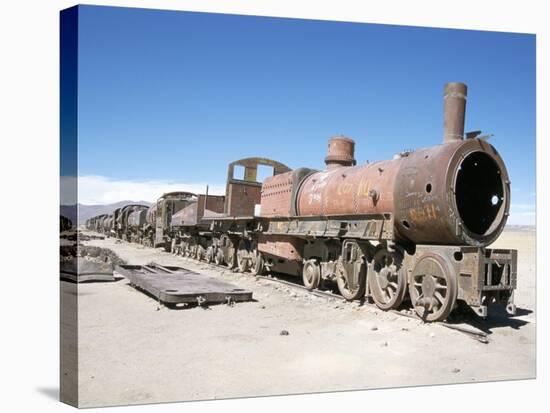Cementerio De Trenes, Steam Engine Relics in Desert, Uyuni, Southwest Highlands, Bolivia-Tony Waltham-Stretched Canvas