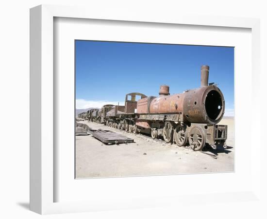 Cementerio De Trenes, Steam Engine Relics in Desert, Uyuni, Southwest Highlands, Bolivia-Tony Waltham-Framed Photographic Print