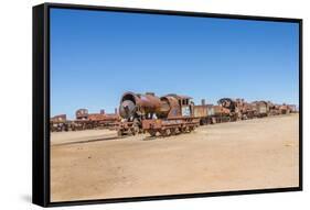 Cementerio De Trenes (Train Cemetery), Salar De Uyuni, Bolivia-Elzbieta Sekowska-Framed Stretched Canvas