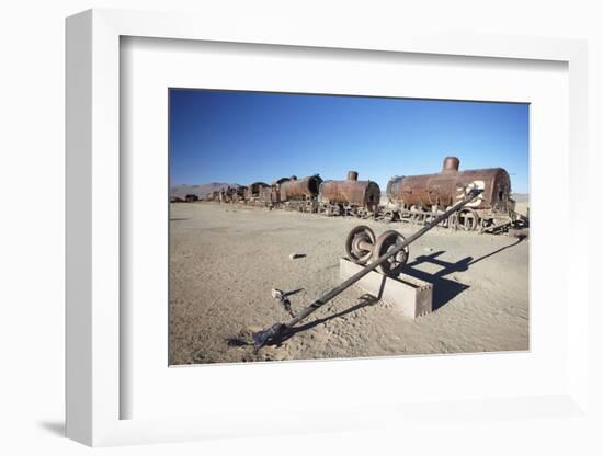 Cemeterio de Trenes (Train Cemetery), Uyuni, Potosi Department, Bolivia, South America-Ian Trower-Framed Photographic Print