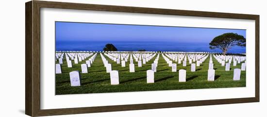 Cemetery at waterfront, Fort Rosecrans National Cemetery, Point Loma, San Diego, California, USA-null-Framed Photographic Print