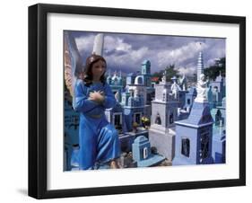 Cemetery Statues, Paintings, Graves, Crosses, and Family Tombs, Yucatan, Mexico-Michele Molinari-Framed Premium Photographic Print