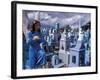 Cemetery Statues, Paintings, Graves, Crosses, and Family Tombs, Yucatan, Mexico-Michele Molinari-Framed Photographic Print