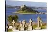 Cemetery with St. Michael's Mount in the Background, Cornwall, England, United Kingdom, Europe-Miles Ertman-Stretched Canvas