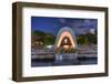 Cenotaph through Which the Atomic Dome Can Be Seen at at Peace Memorial Park in Hiroshima, Japan.-SeanPavonePhoto-Framed Photographic Print