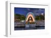 Cenotaph through Which the Atomic Dome Can Be Seen at at Peace Memorial Park in Hiroshima, Japan.-SeanPavonePhoto-Framed Photographic Print