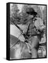 Cent Dollars pour un Sherif TRUE GRIT by Henry Athaway with John Wayne, 1969 (b/w photo)-null-Framed Stretched Canvas