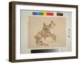 Centaur and Woman, C.1885 (Pen & Ink with Wash, Pencil and W/C on Paper)-Auguste Rodin-Framed Giclee Print