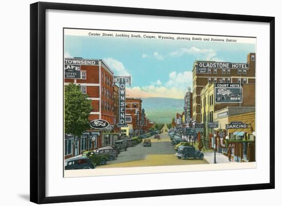 Center Street, Downtown Casper-null-Framed Art Print