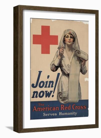 Center Warshaw Collection, Join now! The American Red Cross Serves Humanity-null-Framed Art Print